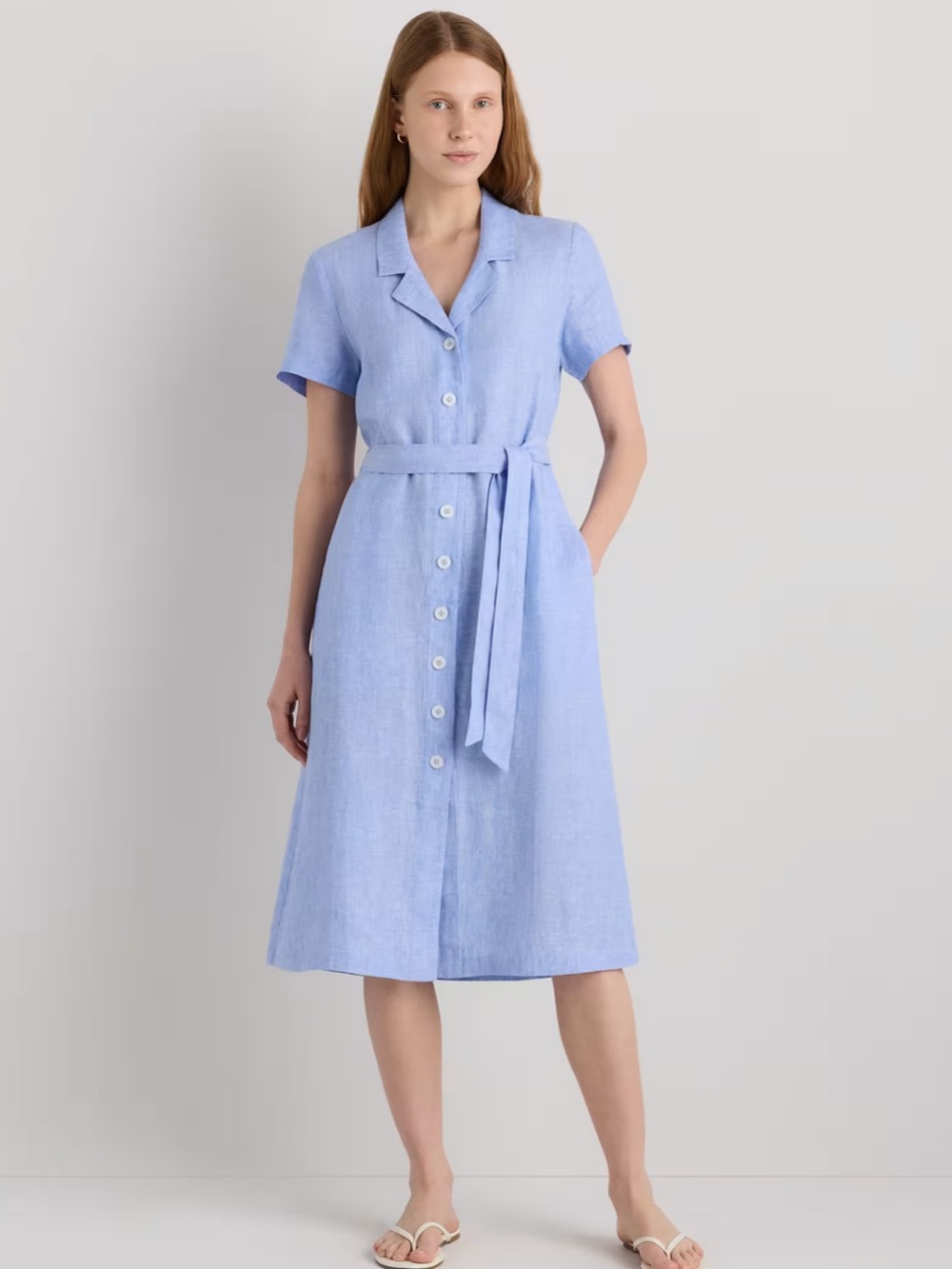 Quince 100% European Linen Button Front Dress, Size XL